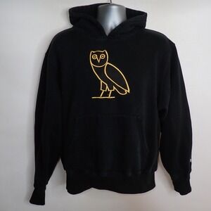Headgear Classics Men's Drake OVO Owl Embroidered Pullover Hoodie Black Size L